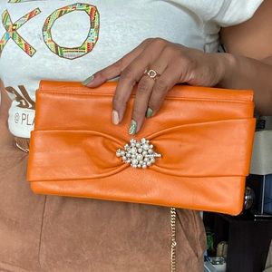 Orange Noelle Purse w/ Cheeta Lining